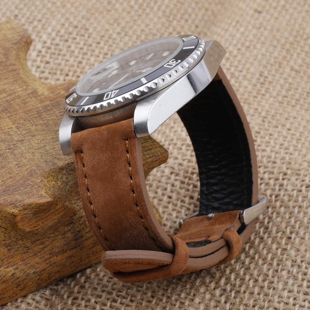 Onthelevel Suede Watch Strap-18mm 19mm 20mm 22mm 24mm Suede Leather with Black Leather Back Watch Band for Men or Women