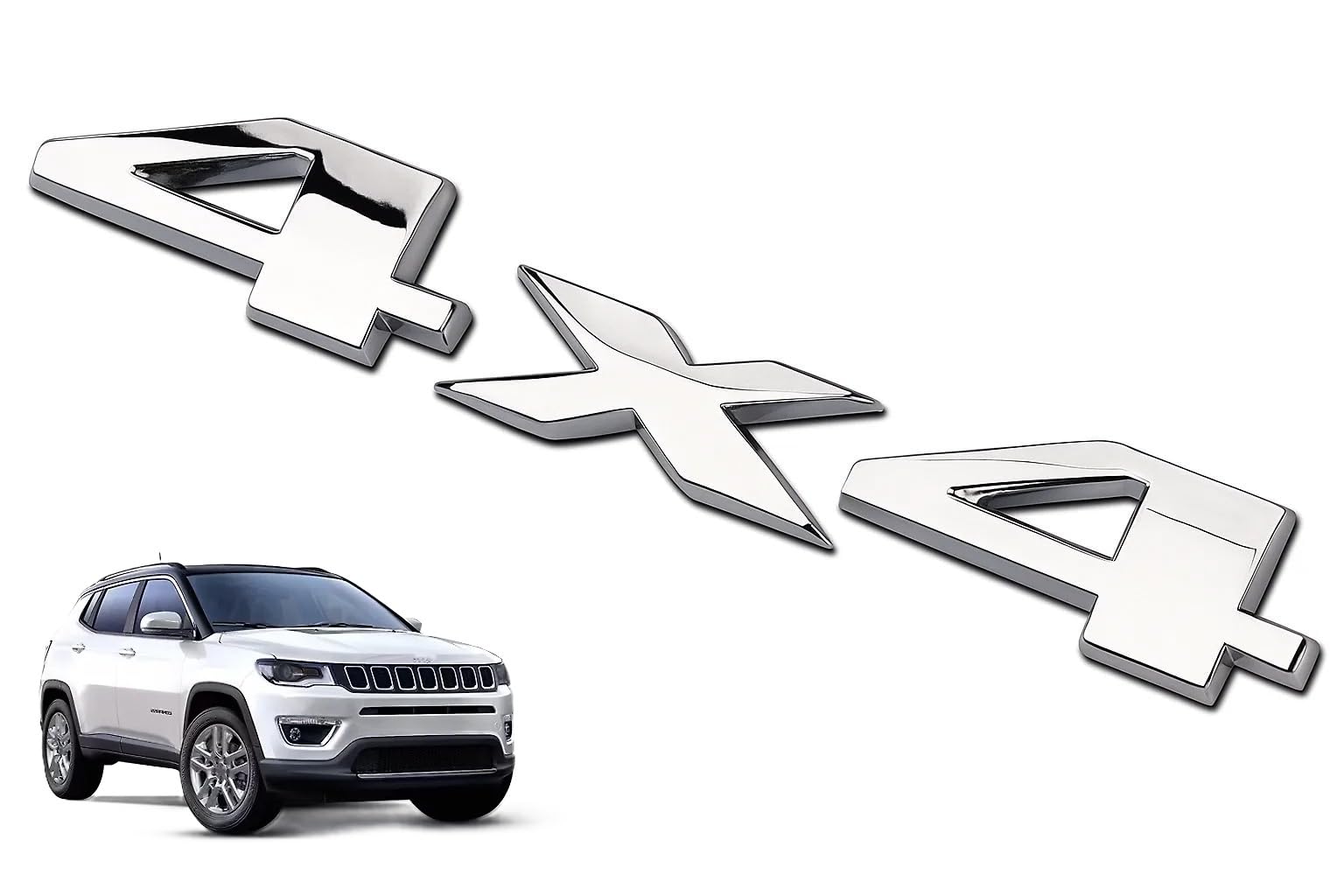 Metal 3D 4X4 Logo Sticker for Compass All 2017 to 2020 Models of Jeep Trunk Rear Fender Emblem, 4X4 Letter Badge Side Stickers, Universal Fit for All Cars (Chrome)-image-31