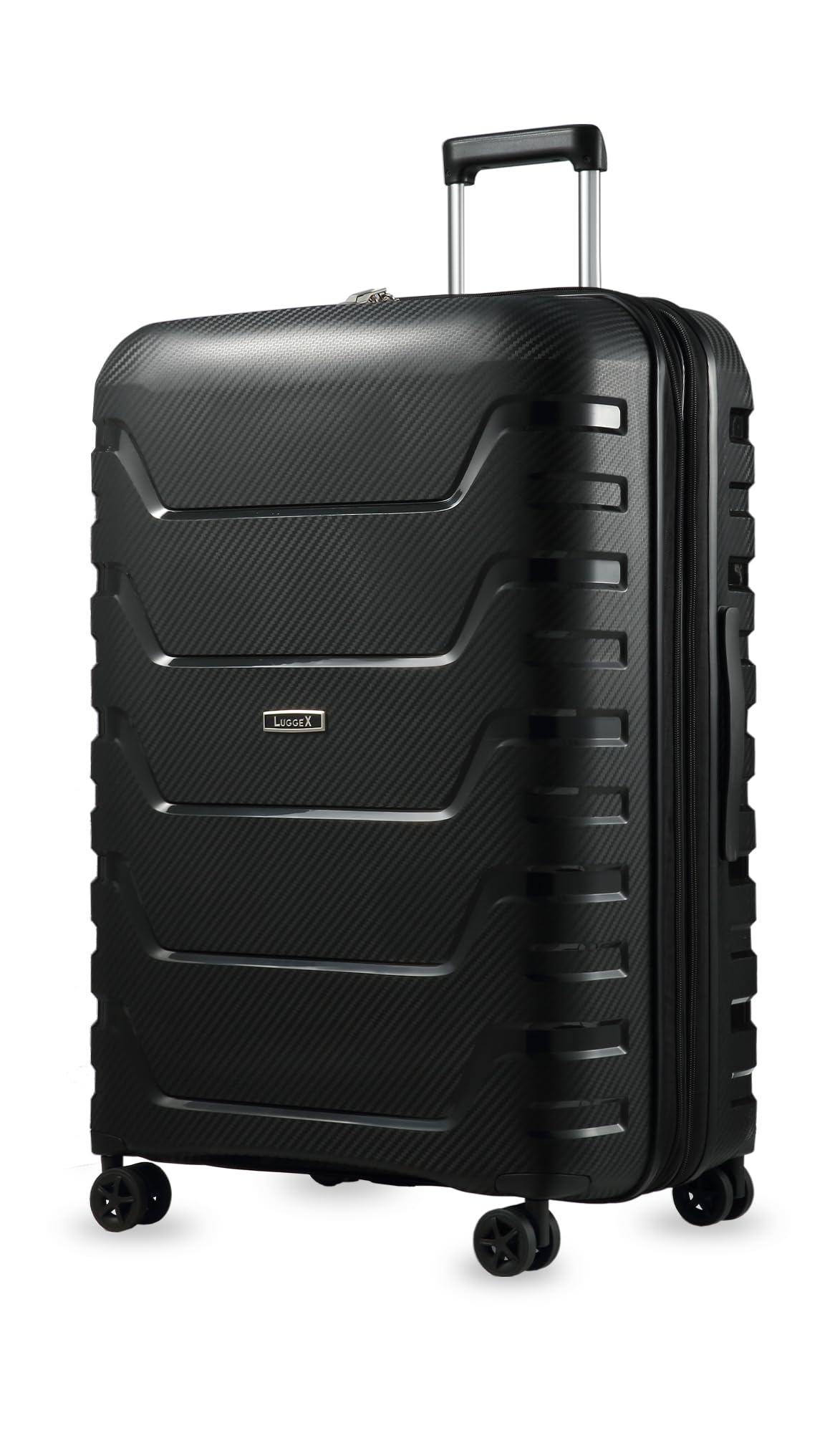 LUGGEX 28 Inch Luggage with Spinner Wheels - PP Lightweight Large Checked Luggage Expandable - High Rebound Toughness & Anti-Explosion Zipper (Black Suitcase)