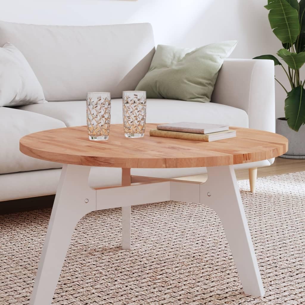 Piano da tavolo rotondo Ø 80 x 2,5 cm, in legno di faggio massiccio, laccato, versatile, per tavolini da caffè e progetti di mobili fai da te, durevole e facile da pulire