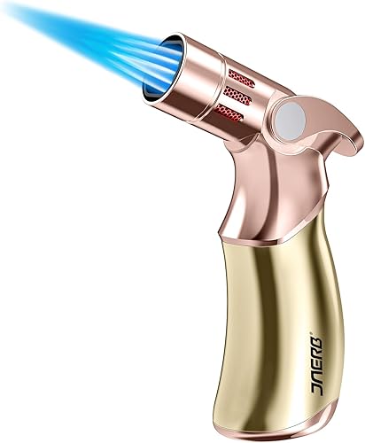 Encendedor de antorcha, ajustable de 4 chorros, recargable de combustible de butano, a prueba de viento, mini antorcha de butano para parrilla,