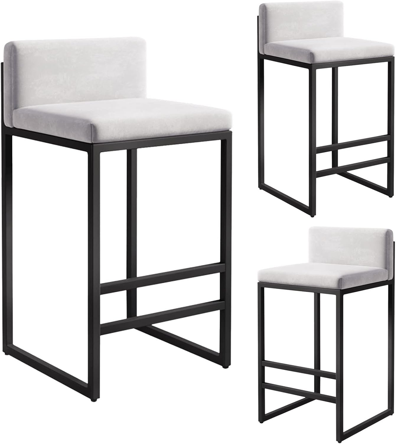 Lsoiup Bar Stools Set of 3 Velvet Breakfast Dining Bar