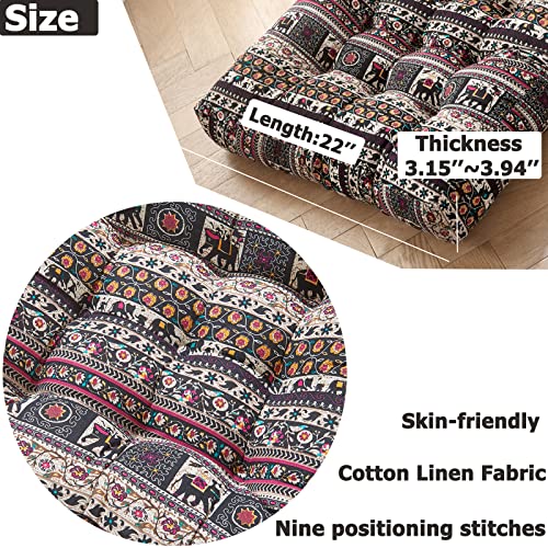 Getmo Resin Meditation Floor Pillow,Large Square Boho Floor Cushion, Mandala Bohemian Floor Pillows Cushion Seating For Yoga Living Room Balcony Office Outdoor Tatami,22X22 Inch,Elephant Red #TOP4