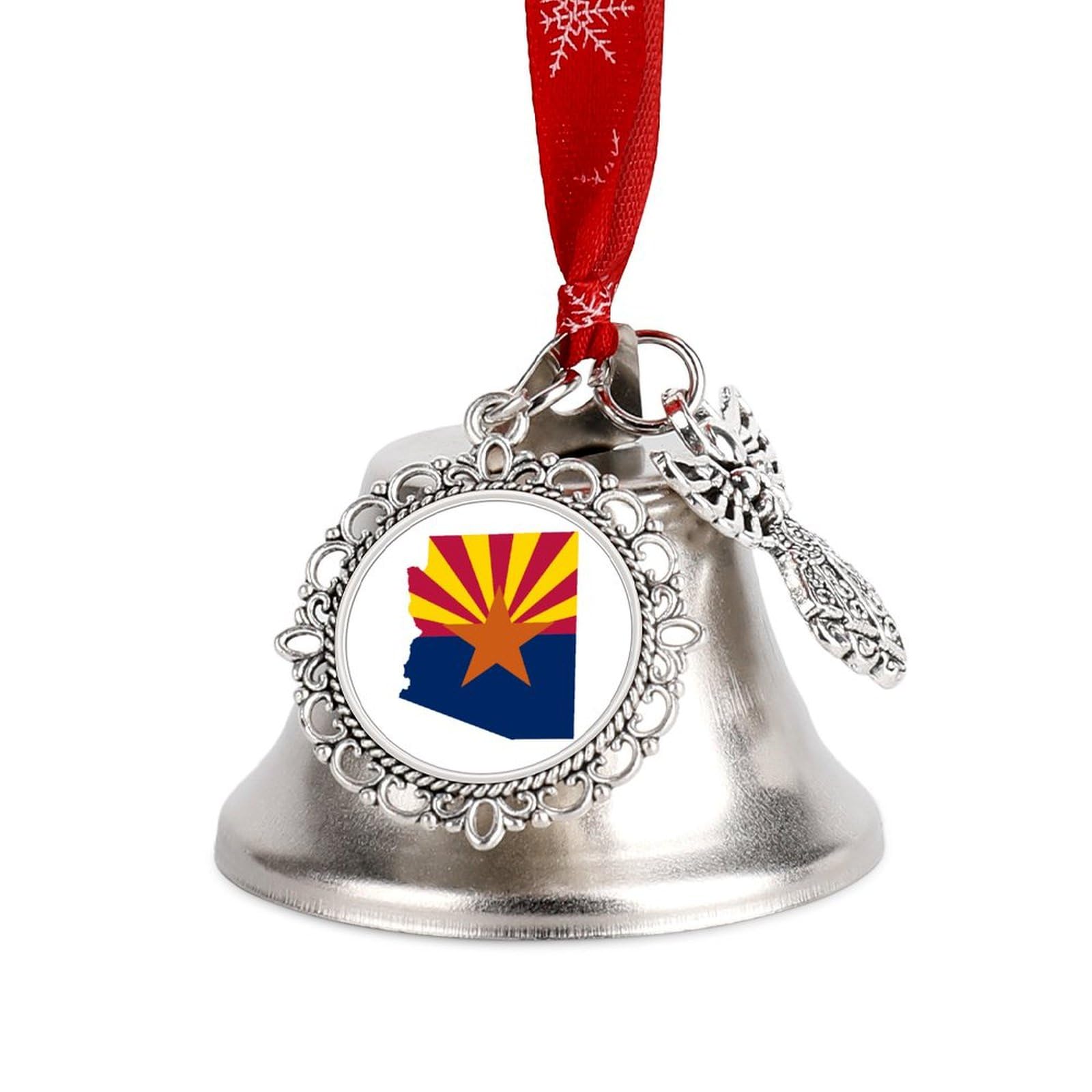 Flag Map of Arizona Funny Christmas Bell Ornament Cute Xmas Tree Hanging Pendant Decoration for Holidays Party