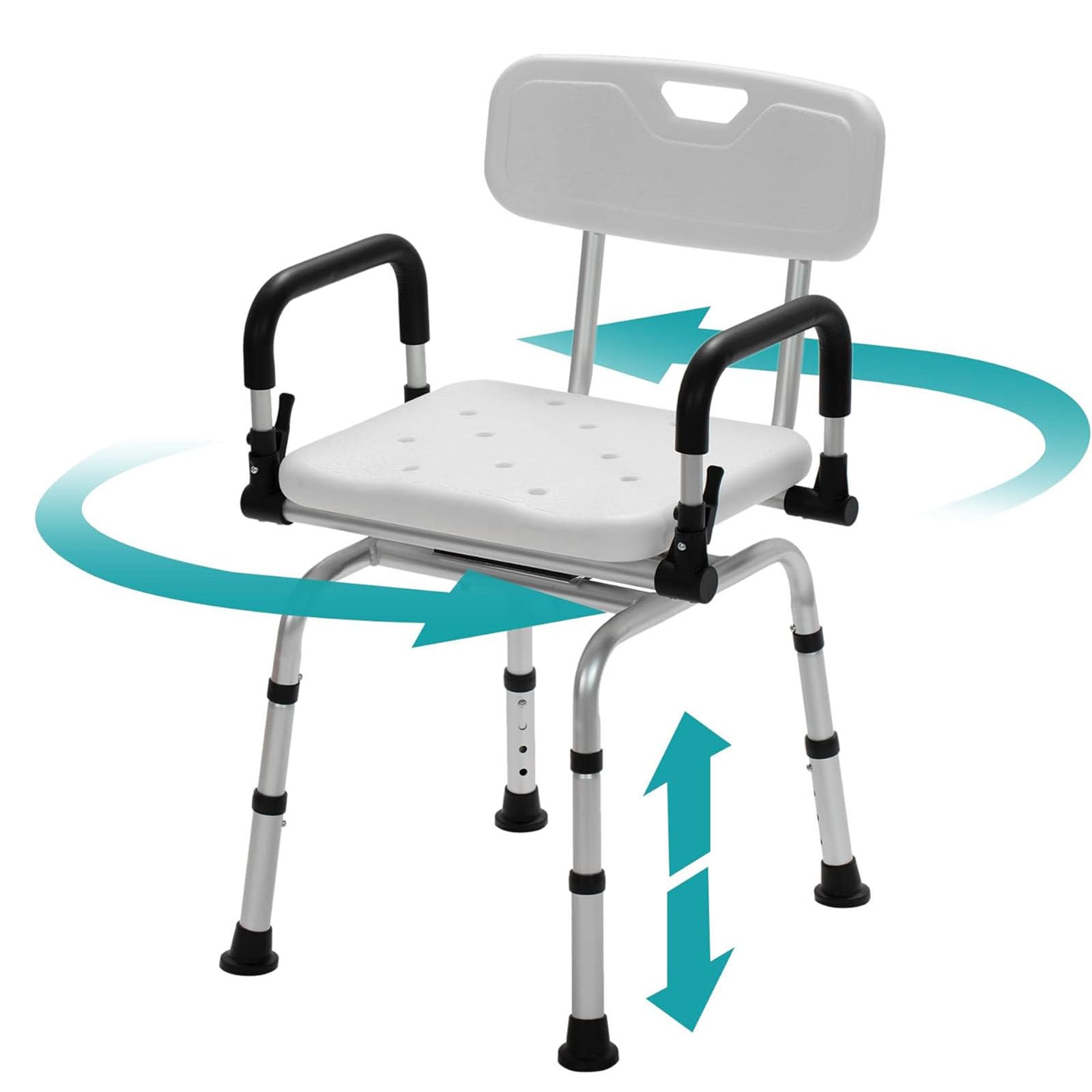 Silla de Ducha para Ducha Interior Asiento de Ducha con Respaldo Silla de Ducha para bañera con Brazos para discapacitados Silla de Ducha para Personas Mayores