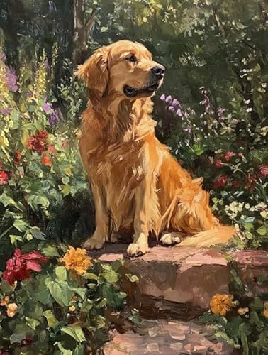 Xfendoudou 11Ct Stamped Cross Stitch Kits For Adults Beginners Golden Retriever Easy Crossstitch Patterns Set Wall Decor 16X20inch