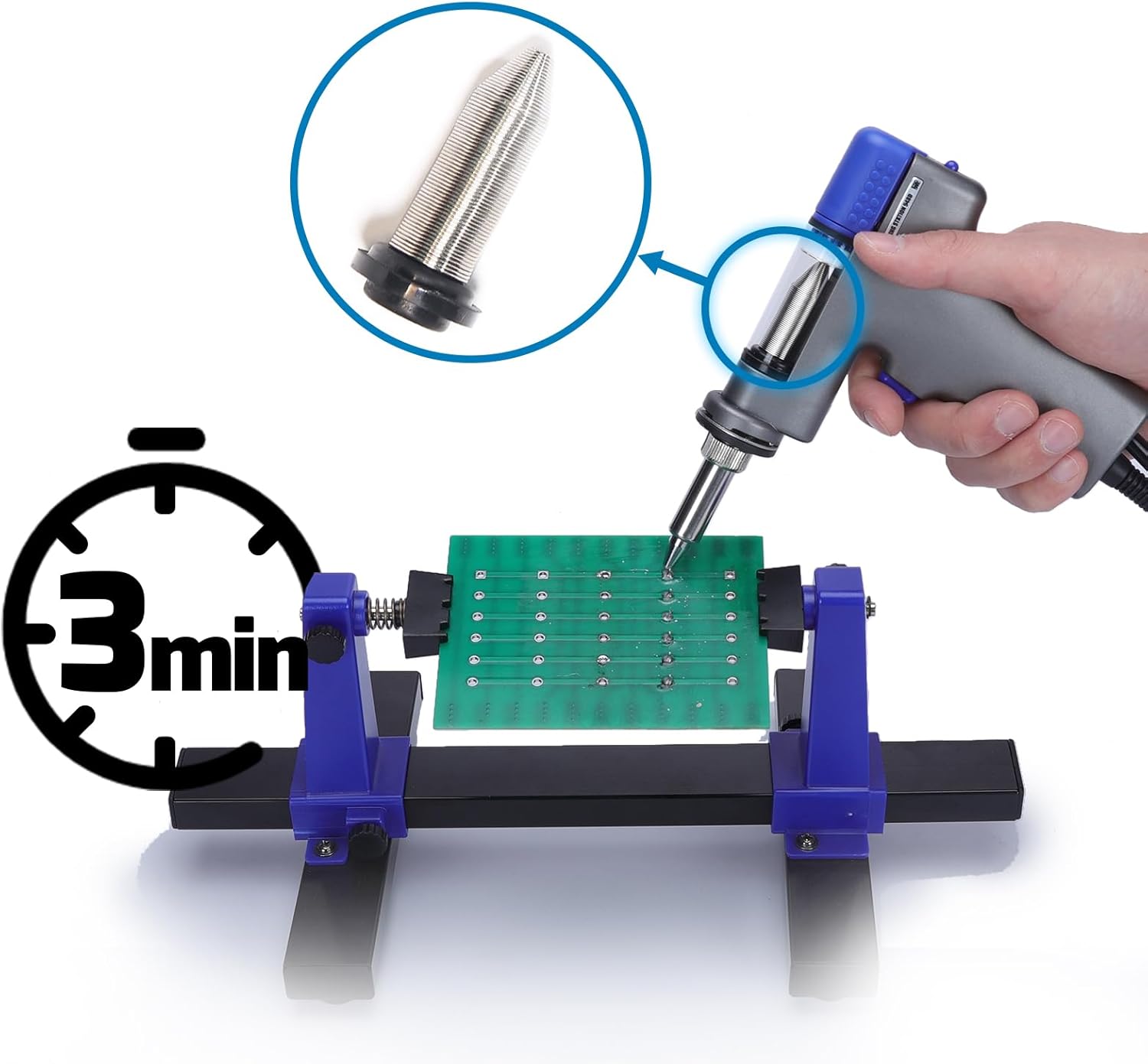 WEP #948FC Filter Chamber being inserted into a desoldering gun