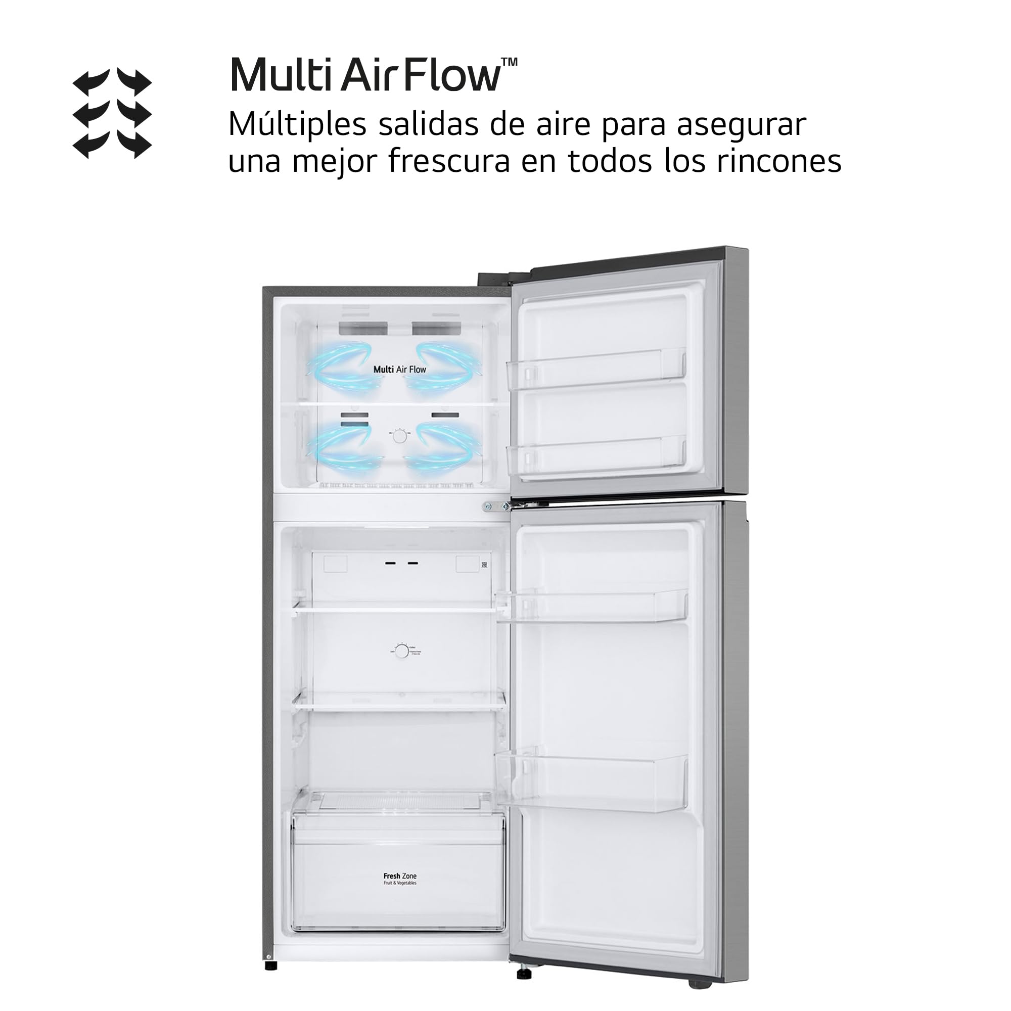 LG GTBV22PYNJ - Frigorífico Dos Puertas Total No Frost, 1,45m, Clasificación E, Inox antihuellas