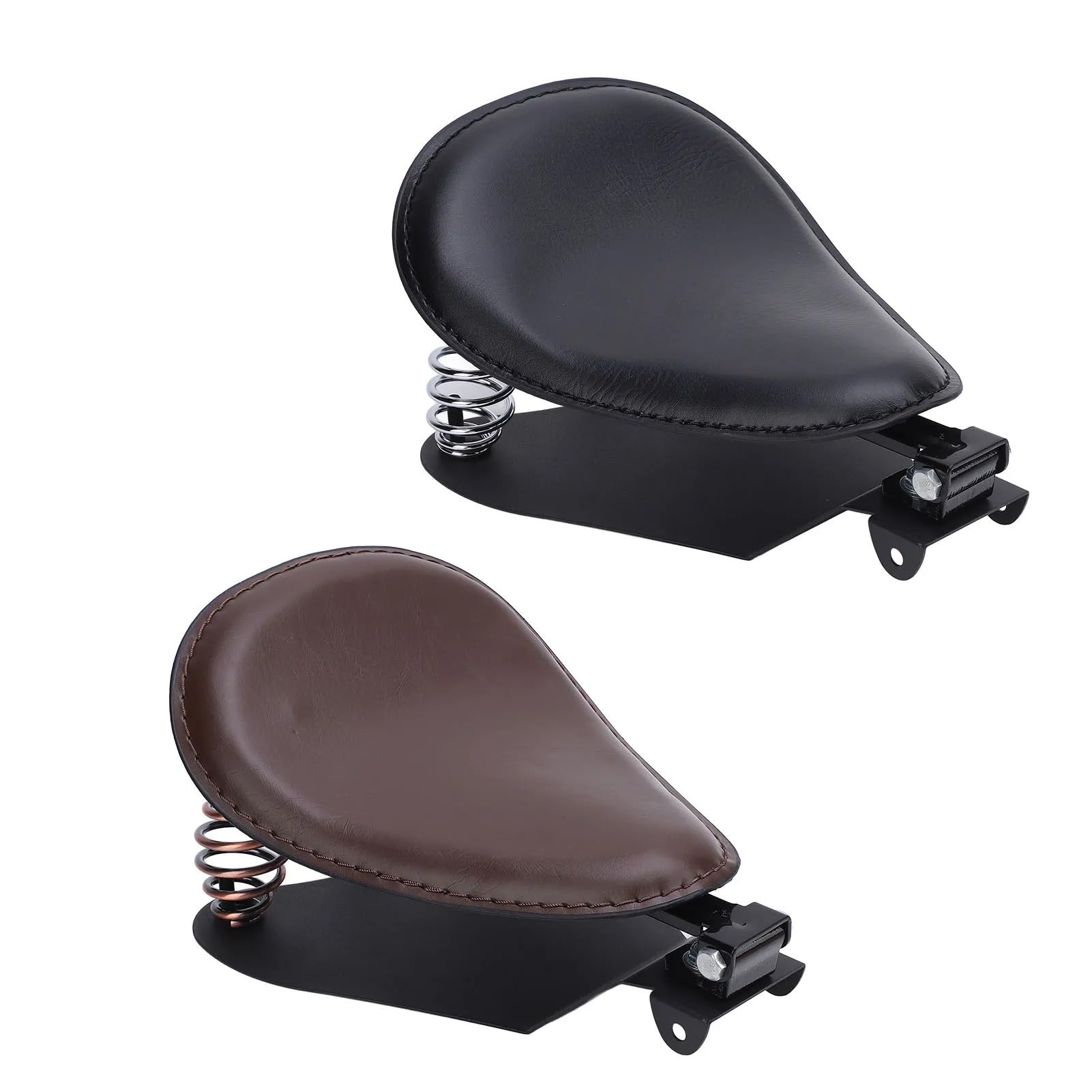 Poduszka Poduszka siedzenia motocykla z zestawem wsporników sprężynowych sztuczna skóra mocne wsparcie pasujące do motocykla retro Motocykl Siedzisko(Black)