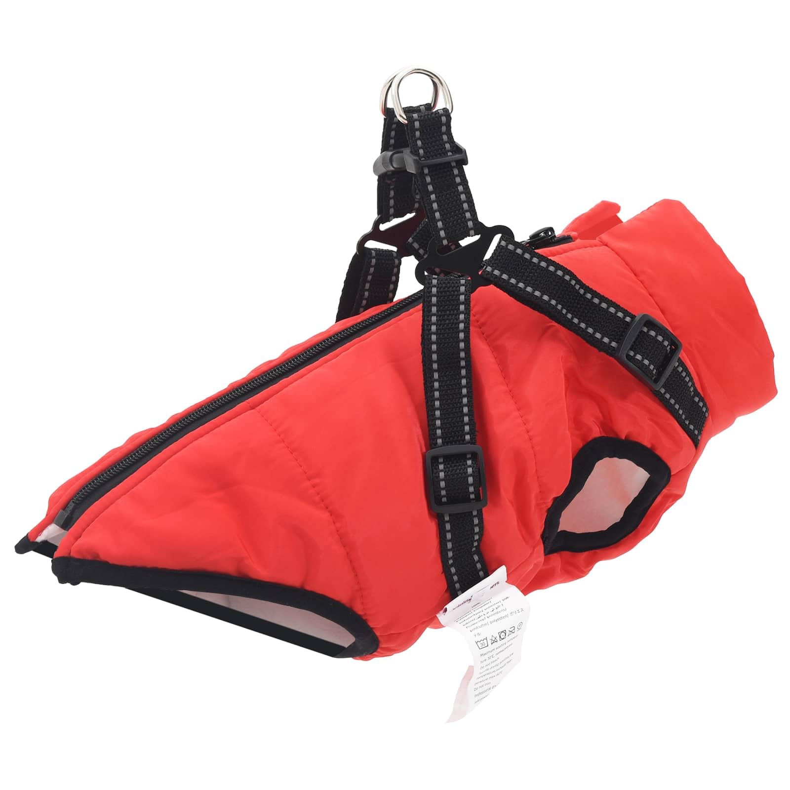 Cappotto per cani rosso L28, impermeabile in pile e poliestere, con strisce riflettenti, regolabile per cani da 2 a 3 kg, antivento e caldo, per passeggiate all'aperto in autunno e inverno