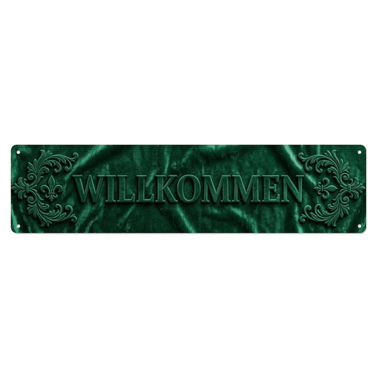 Velvet Crushed Texture Elegant Welcome Metal Tin Sign