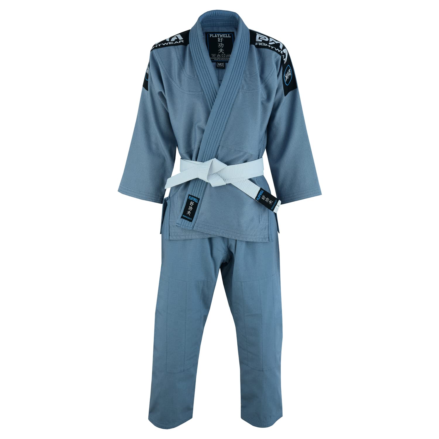 Playwell Childrens Kids Elite BJJ Jiu Jitsu Uniform GI - White (comes with Free BJJ White Belt) (M00)
