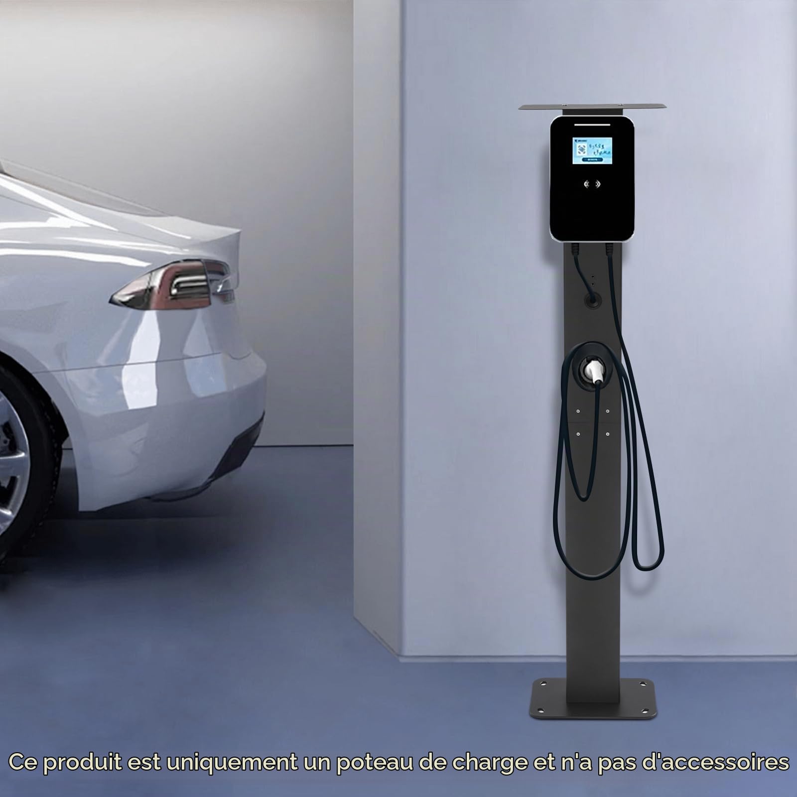 Wallbox - Pied - Station de charge EV de 2 mm - 28 x 21 x 130,5 cm - Support de montage pour l'intérieur et l'extérieur - Colonne de support pour station de charge Wallbox pour voitures