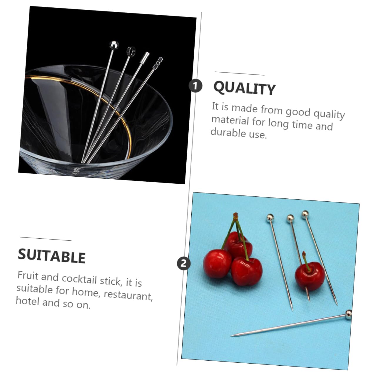 Cabilock 3 Ensembles Signe De Décoration De Cocktails Inoxydable Glacé Paille pour Margarita À Cocktail Sélectionne Brochettes D'olives Garnir 20 Pièces * 3