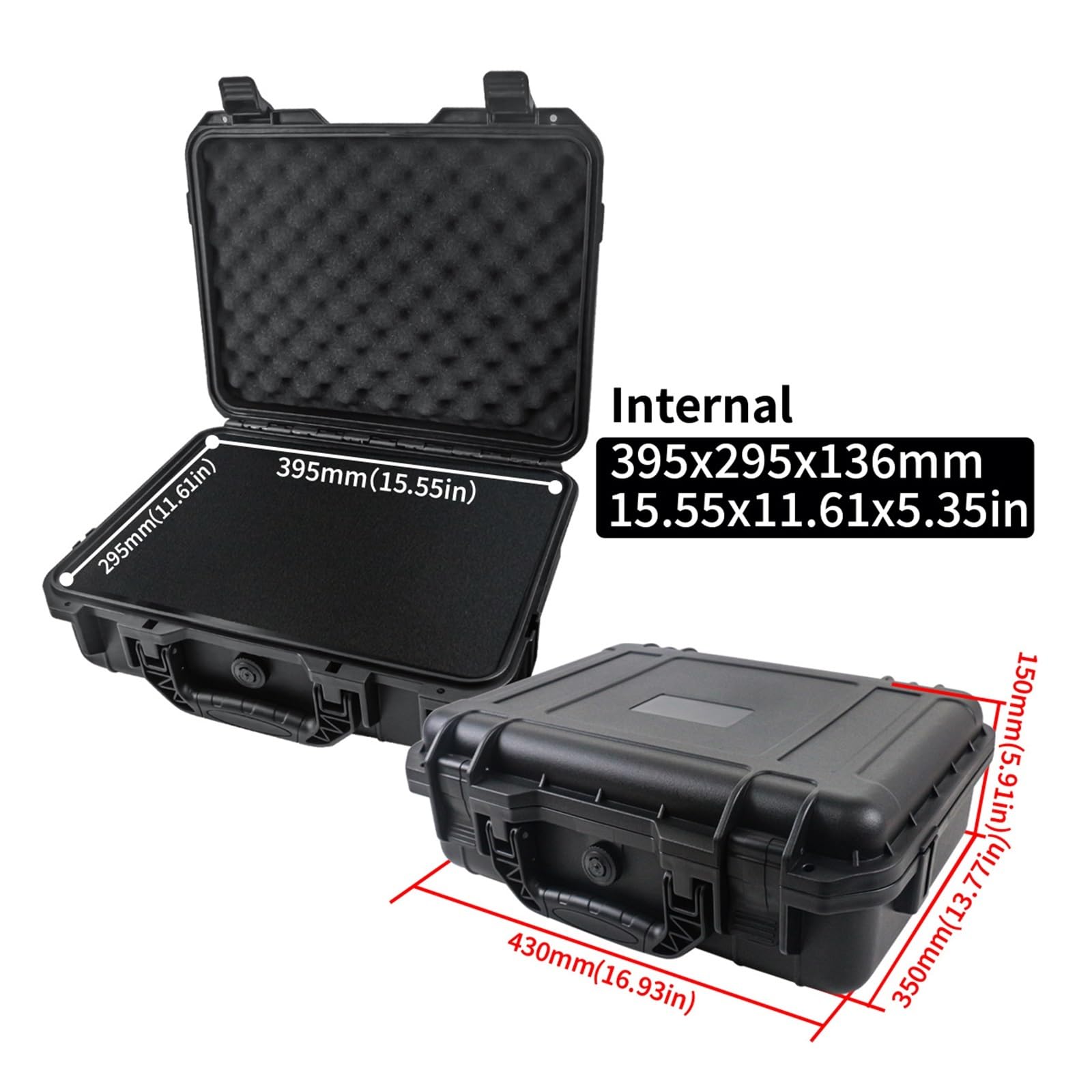 Cassetta portautensili portatile e impermeabile, 1 pezzo, custodia in plastica antiurto per strumenti e design anti-caduta (430 x 350 x 150 mm), ideale per strumenti e accessori