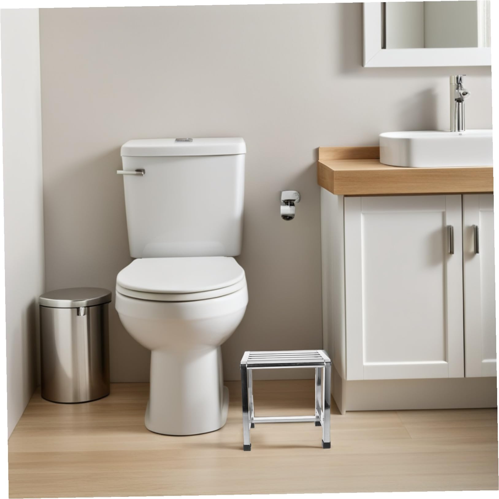 Homoyoyo Taburete de Baño para Ducha Banco Baño de Acero Inoxidable Plata Portátil para Personas Mayores y Adultos Entrenamiento y Balcón
