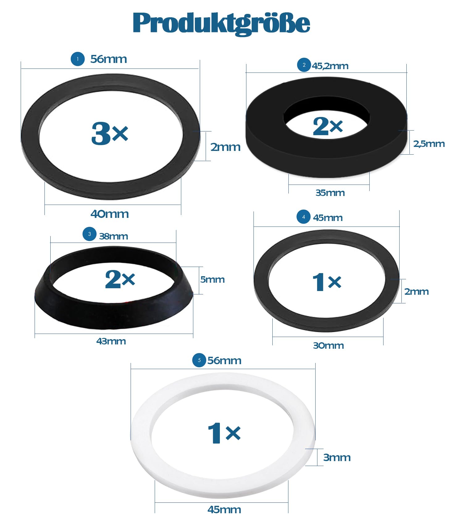 Set Guarnizioni Per Sifone Lavandino - 9 Pezzi | Compatibile 40mm - Foto 9