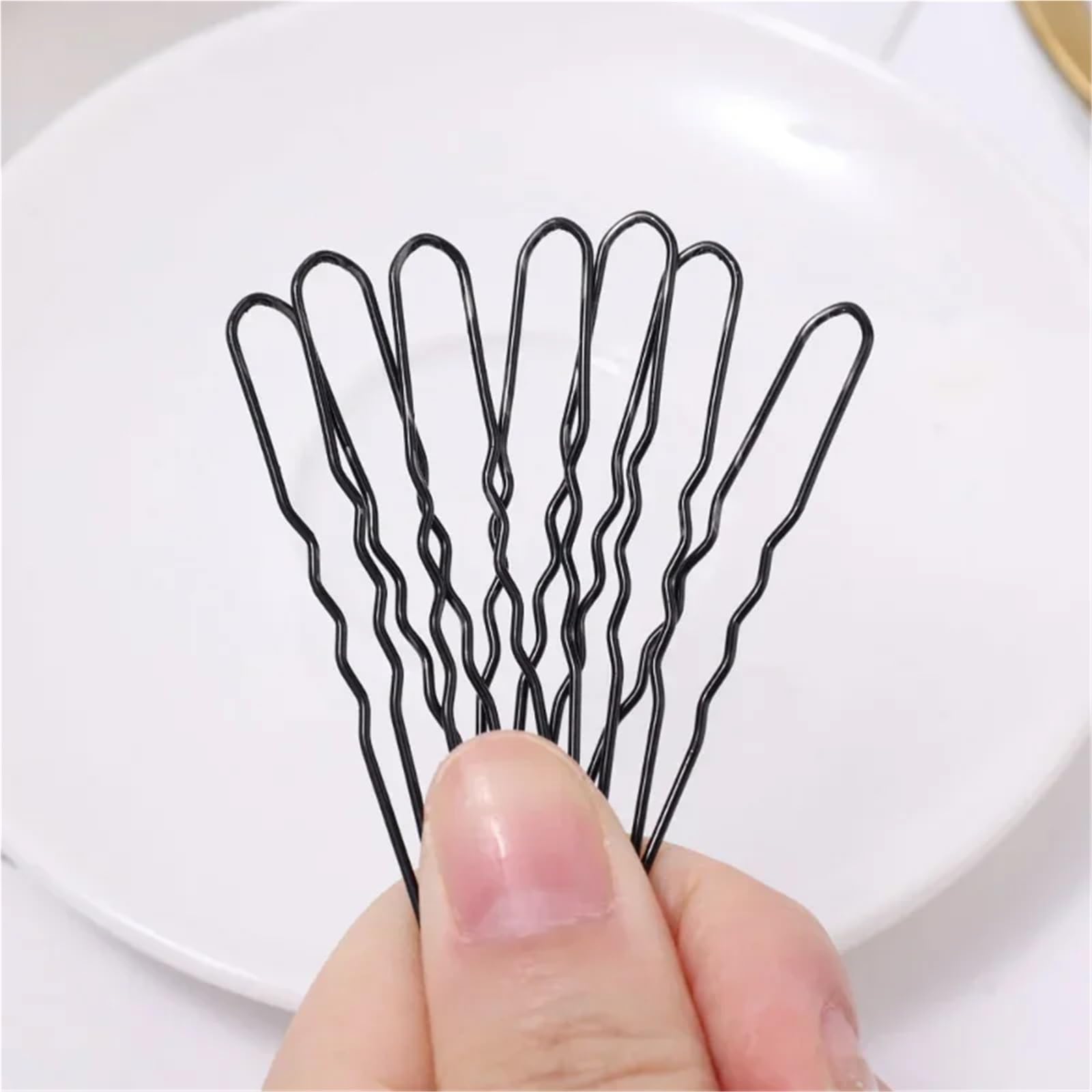 Horquillas para el pelo en forma de U, 1500 unidades onduladas en forma de U: horquillas de metal negro, herramientas de peinado para la creación de peinados de mujer (5 cm)