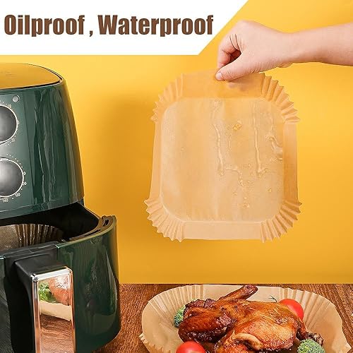 Miniatura 5 de Forros cuadrados de papel pergamino para freidora de aire de 7.5 pulgadas, 150 piezas antiadherentes y a prueba de aceite desechables para freír de