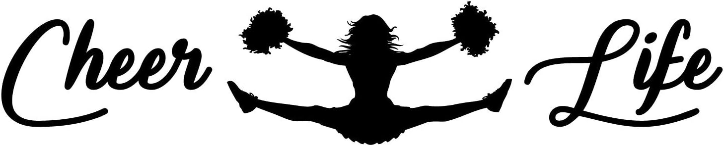 Cheer Life Cheerleading Pom Poms X Jump Vinyl Decal Sticker Car Window Bumper Die Cut 6-Inches Premium Quality UV Resistant Cheer Leader Jump in The Air 6-Inches, Black JMM00293BLK6