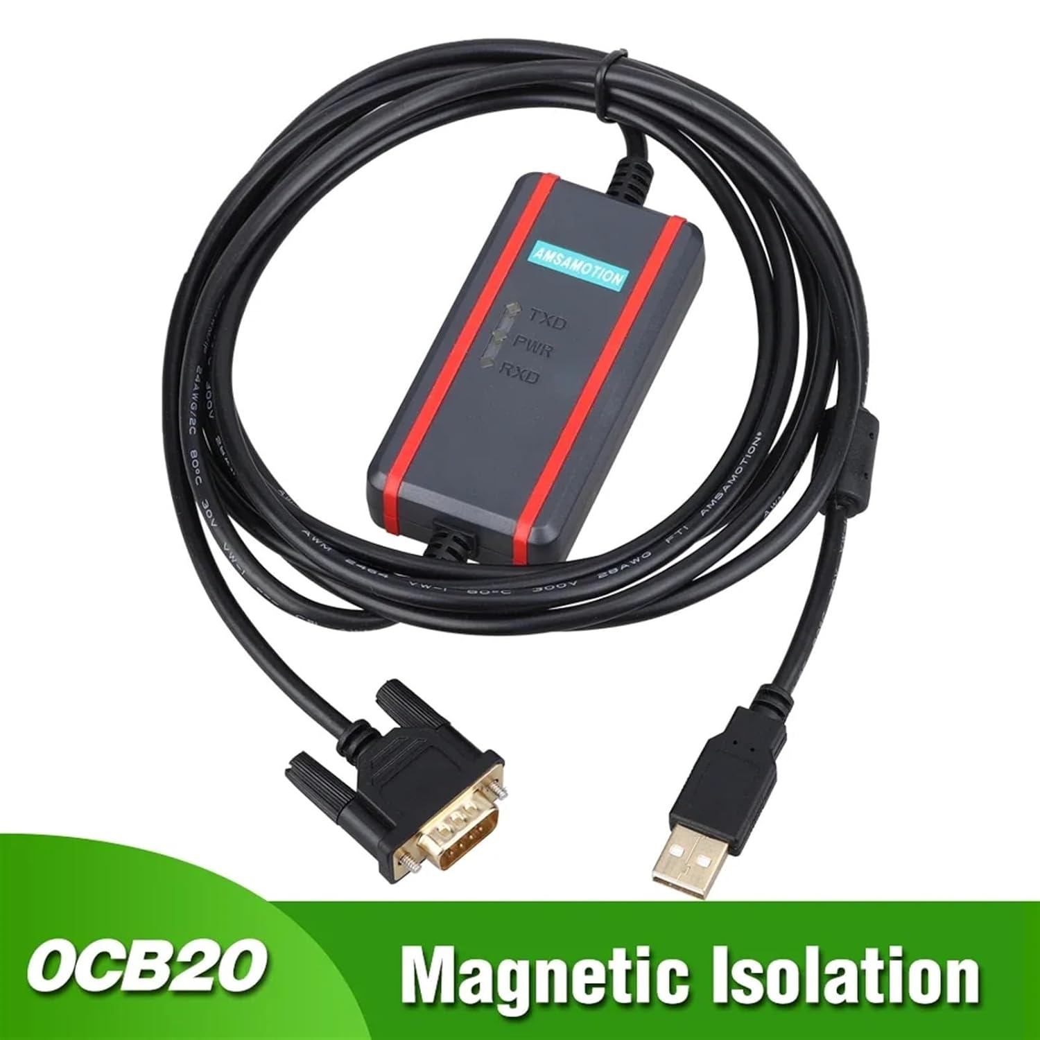 USB-MPI Magnetic Isolation Cable Industrial Grade For S7-200/300/400PLC 6ES7972-0CB20-0XA0 Support OP/TP Touch Panel HMI(WHITE)