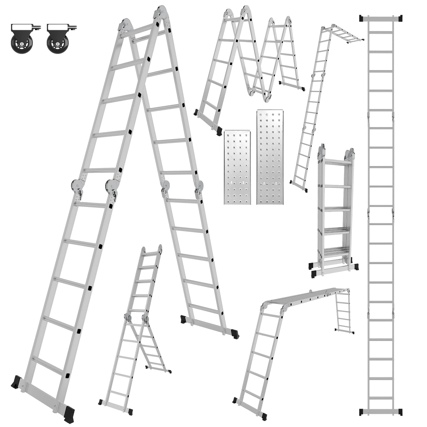 Multifunctionele ladder van aluminium, 4,7 m, 4 x 4 treden