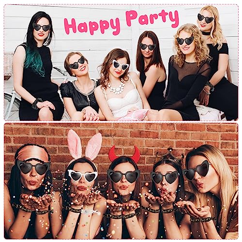 Xuhal 36 Pcs Bridesmaid Scrunchies Proposal Gift Bachelorette Heart Sunglasses Wristband for Wedding Bachelorette Party Favor(White, Black)4