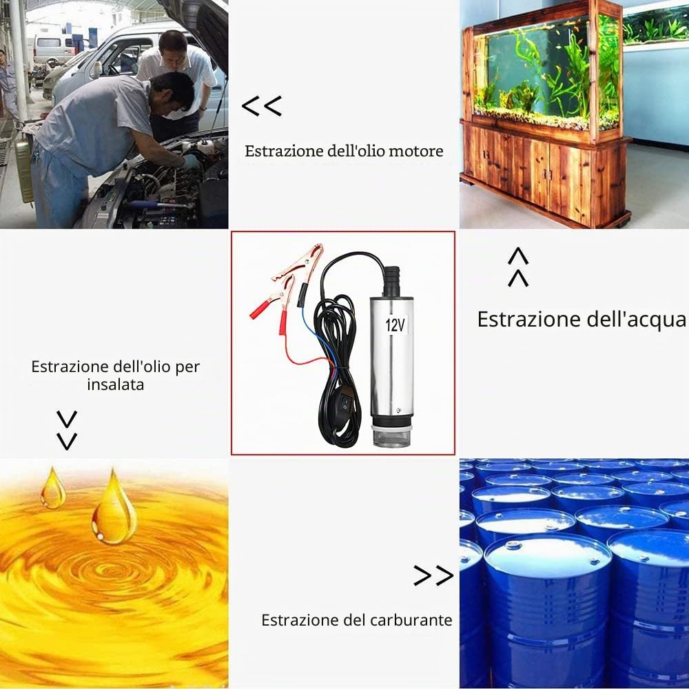 Weytoll Pompa sommersa 12V 51 mm con filtro elettrica carburante presa accendisigari