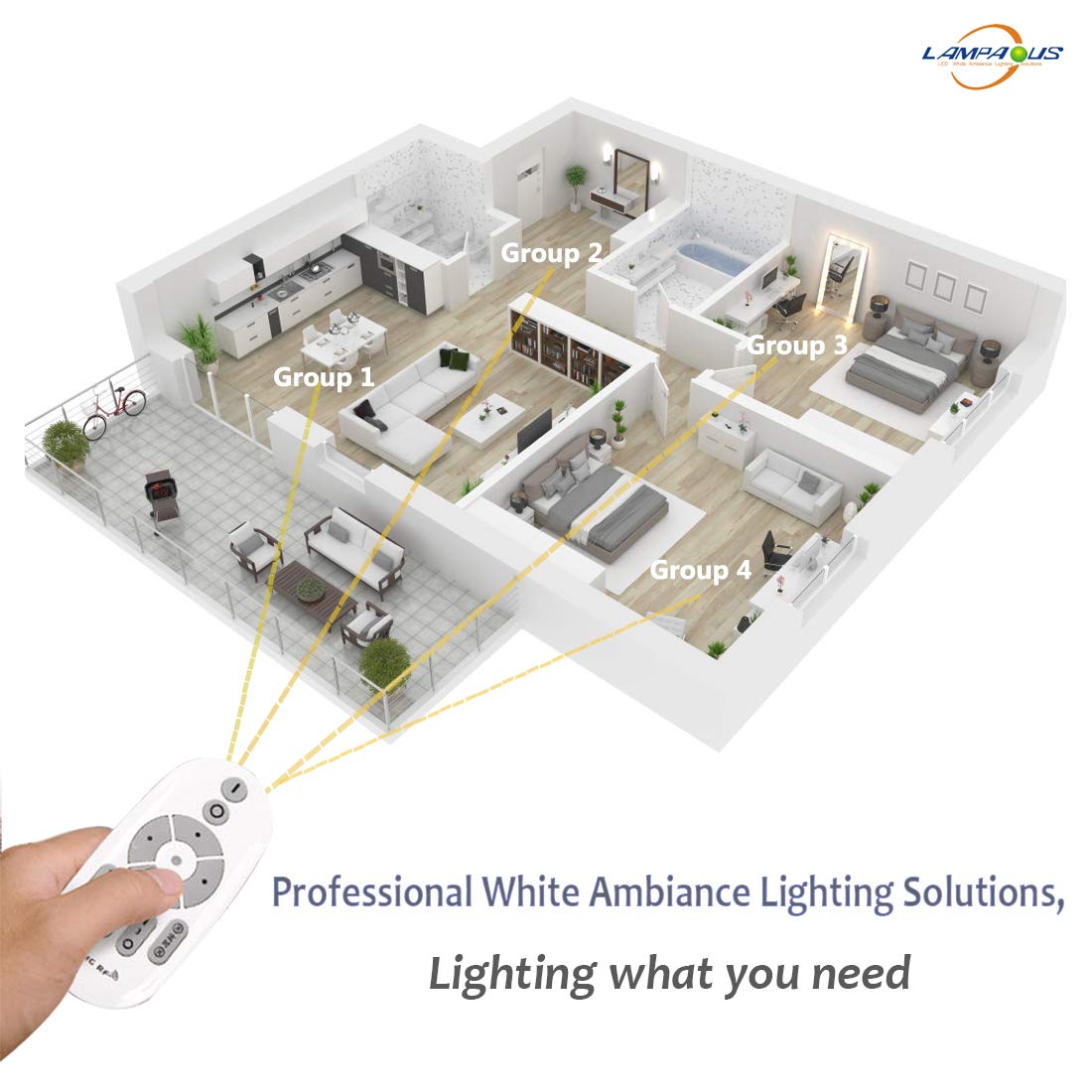 Lampaous Bombillas LED GU10 5W Bombilla 50W Lámpara Halógena Equivalente,Regulable 2700K-6500K,iluminación inteligente,Compatible con Lampaous 2.4G Control remoto,Clase de eficiencia energética A+
