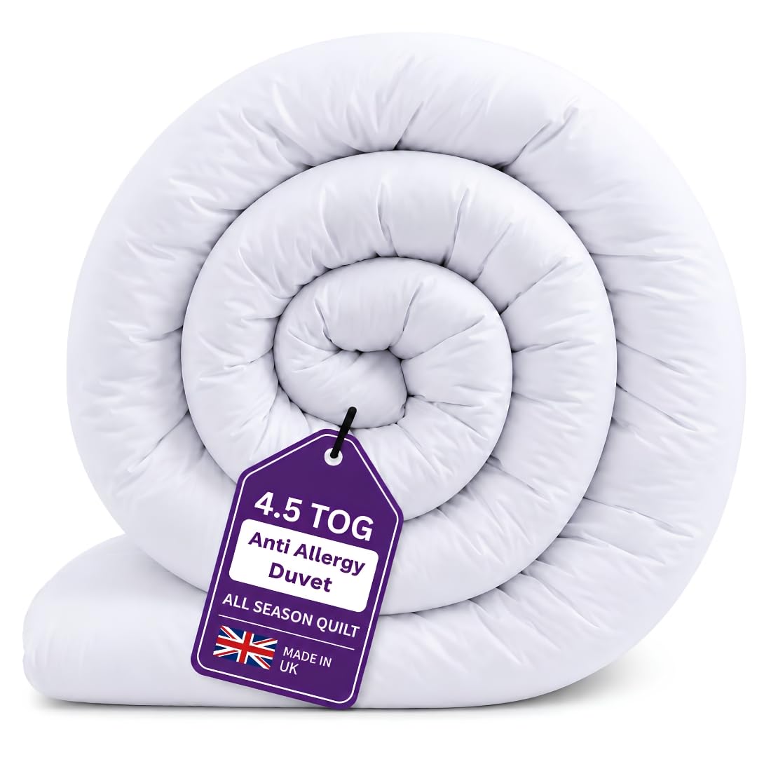 DTEX HOMES King Size Duvet 4.5 Tog UK Made All Year Round Coverless Quilt for Cozy Nights- All Season Quilts, Anti Allergy and Machine Washable coverless Duvet King Size (230 x 220cm)