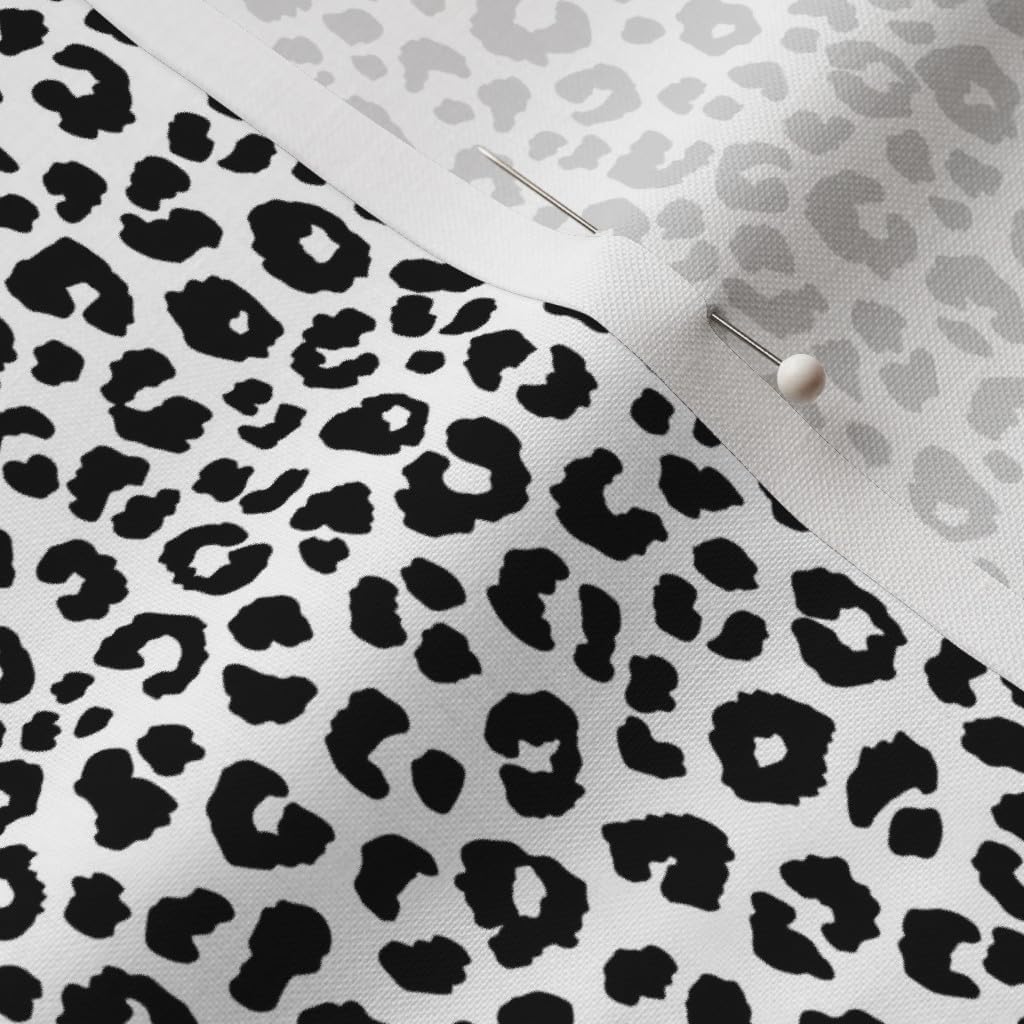 Spoonflower Fabric - Leopard Black White Small Animal Nursery Kids Skin Fashion Monochrome Printed on Petal Signature Cotton Fabric by The Yard - Sewing Quilting Apparel Crafts Decor