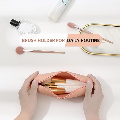 Miniatura 9 de Meiyuuo Soporte para brochas de maquillaje de viaje, juego de cepillos de silicona grandes, bolsa organizadora de objetos pequeños, bolsa con cierre