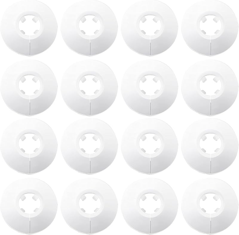 Mască pentru țeavă de radiator WOLMIK din plastic, albă, pentru diametru țeavă 14-16 mm, set de 16 bucăți