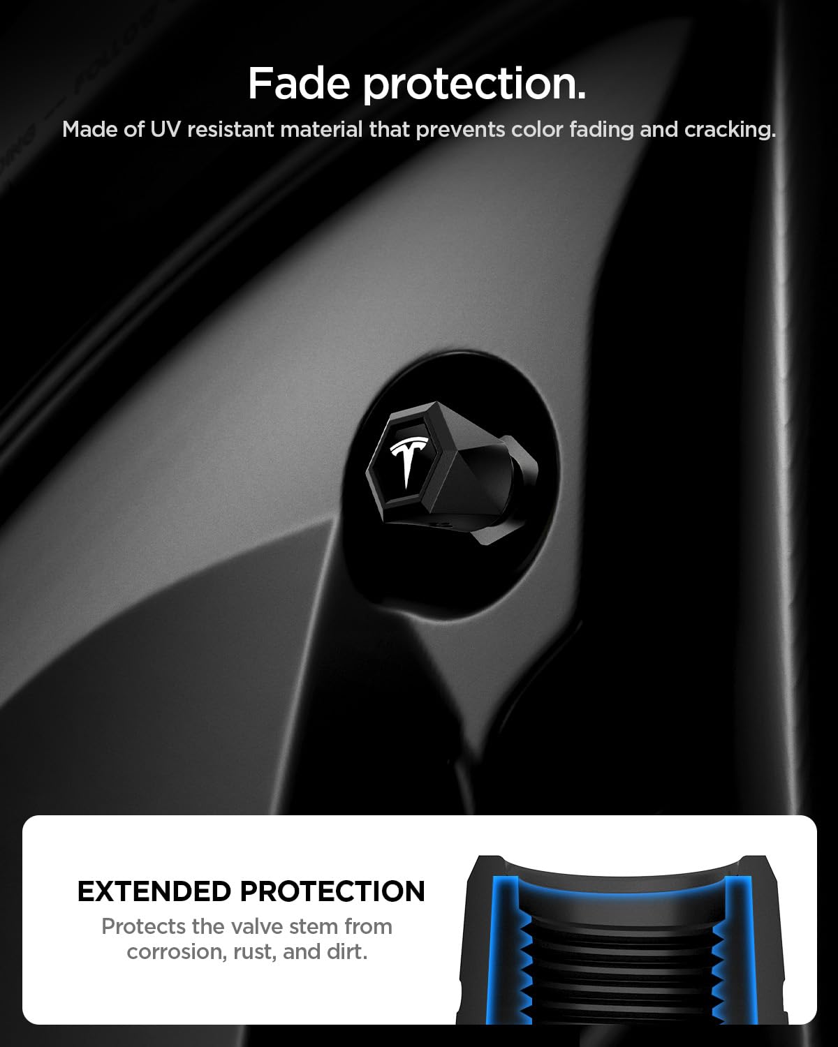 Spigen Pack de 4 Bouchons de Valve de Pneu Magnétiques pour Tesla Model 3/Y/X/S avec TPU, Anti-Rayures, Capuchons de Tige de Valve d'air Conçus pour Accessoires Tesla - Argent