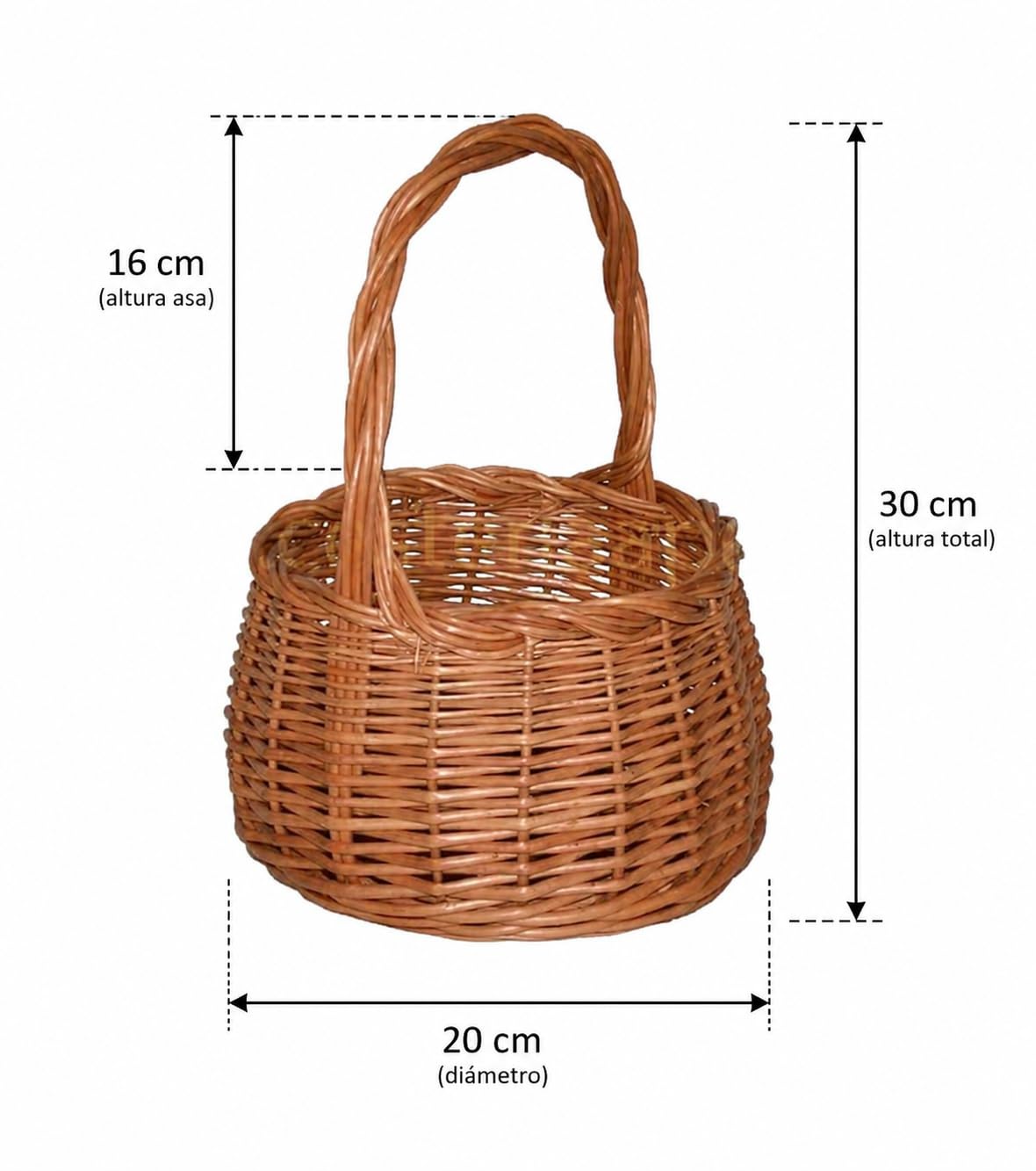 Cesta Huevera de Mimbre Natural Redonda con Asa Reforzada 20 cm