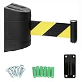 MGHTADGQ Black Wall Mount Retractable Belt Barrier,2/3/5/10m Optional,Queuing Tape Cordon with mounting Accessories,for Playground Park Hotel Crowd Control(2M/6.6FT)