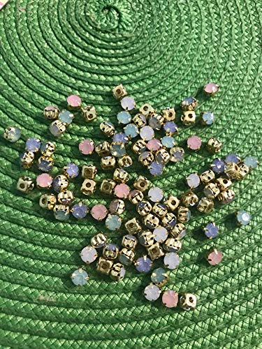 Ópalo para coser de resina YongPan de 100 piezas con engaste dorado redondo 6