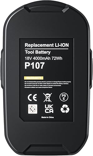 Miniatura 8 de Paquete de 2 paquetes actualizados de 4000 mAh de repuesto para batería Ryobi 18V P107 compatible con batería Ryobi de 18 V ONE+ P102 P103 P104 P105