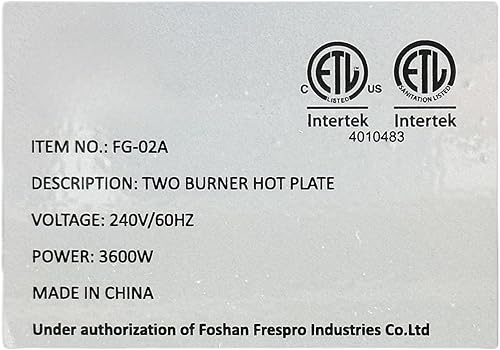 Miniatura 3 de Placa caliente doble comercial, Quemador eléctrico de 3600 W, Placas de hierro fundido de 9 pulgadas, 6 ajustes de calor, Construcción de acero