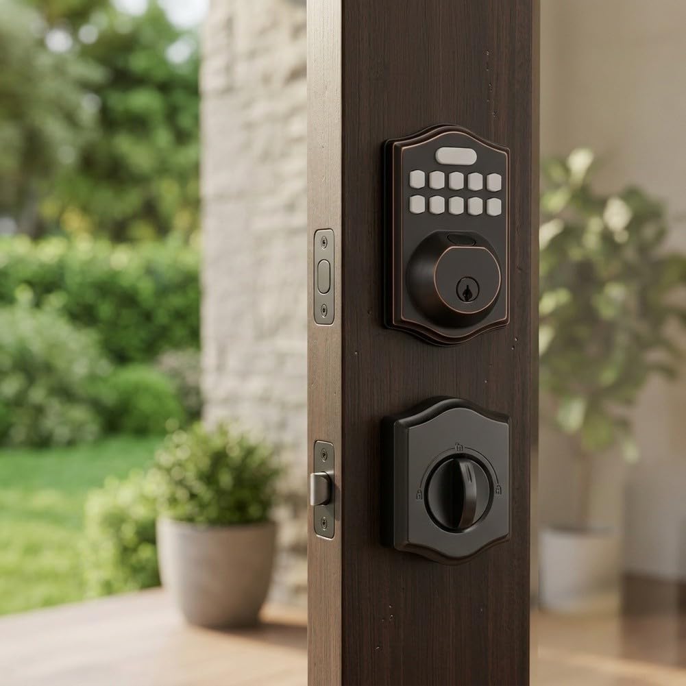 Cilindro elettronico per porta con impronta digitale e tastiera (nero)