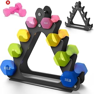 NomNest 4-Tier A-Frame Dumbbell Rack - Holds 5 Pairs 1-15lb Weights, Space-Saving Stand for Home Gym, Women & Beginners