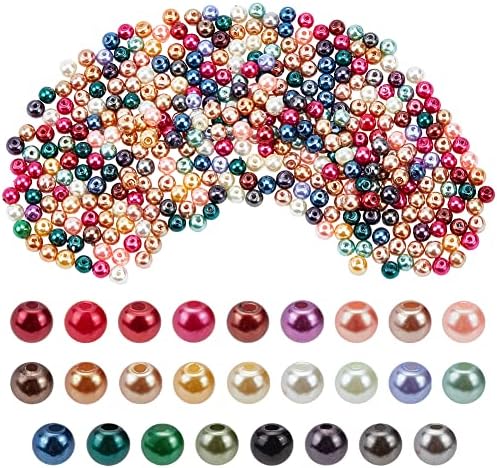 UTRUGAN 600 PCS Perles D'Imitation 8mm Perles En Plastique Colorées Perles Rondes Perles Nacrées