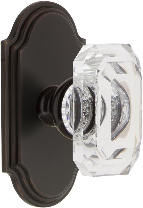 Grandeur 828040 Arc Plate Dummy with Baguette Crystal Knob in Vintage Brass