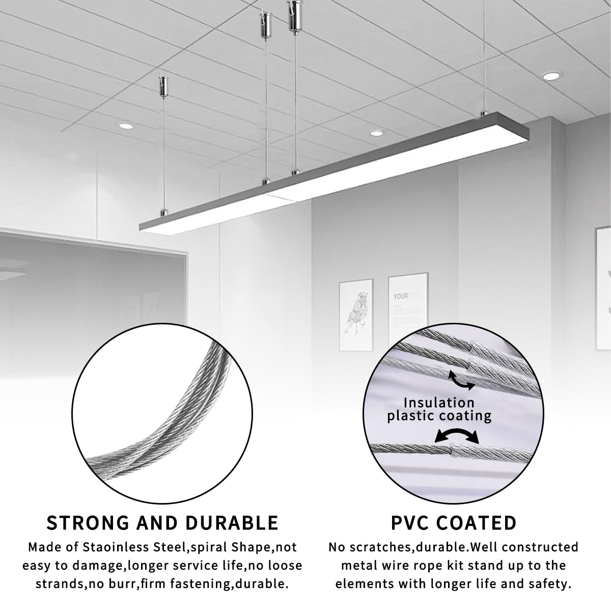 8 Funi Regolabili In Acciaio 1.5mm X 1.5m - Per Appendere Lampadari, Tende, Poster, Capacità 15kg - Foto 5