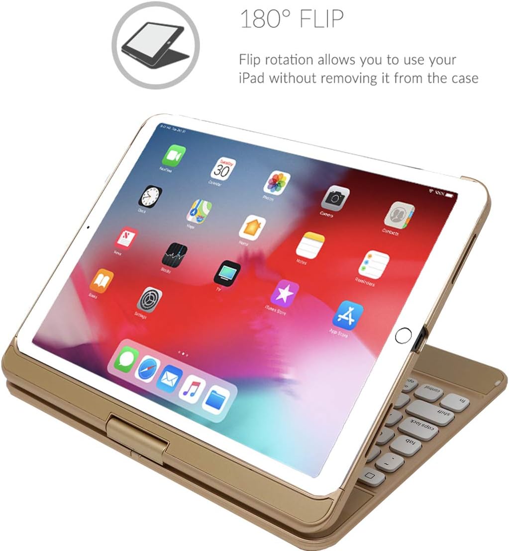 One-Day Sale: Up to 60% Off Snugg iPad Mini 5 / iPad Mini 4 Keyboard [Gold] Backlit Wireless Bluetooth Keyboard Case Cover 360° Degree Rotatable Keyboard for Apple iPad Mini 5