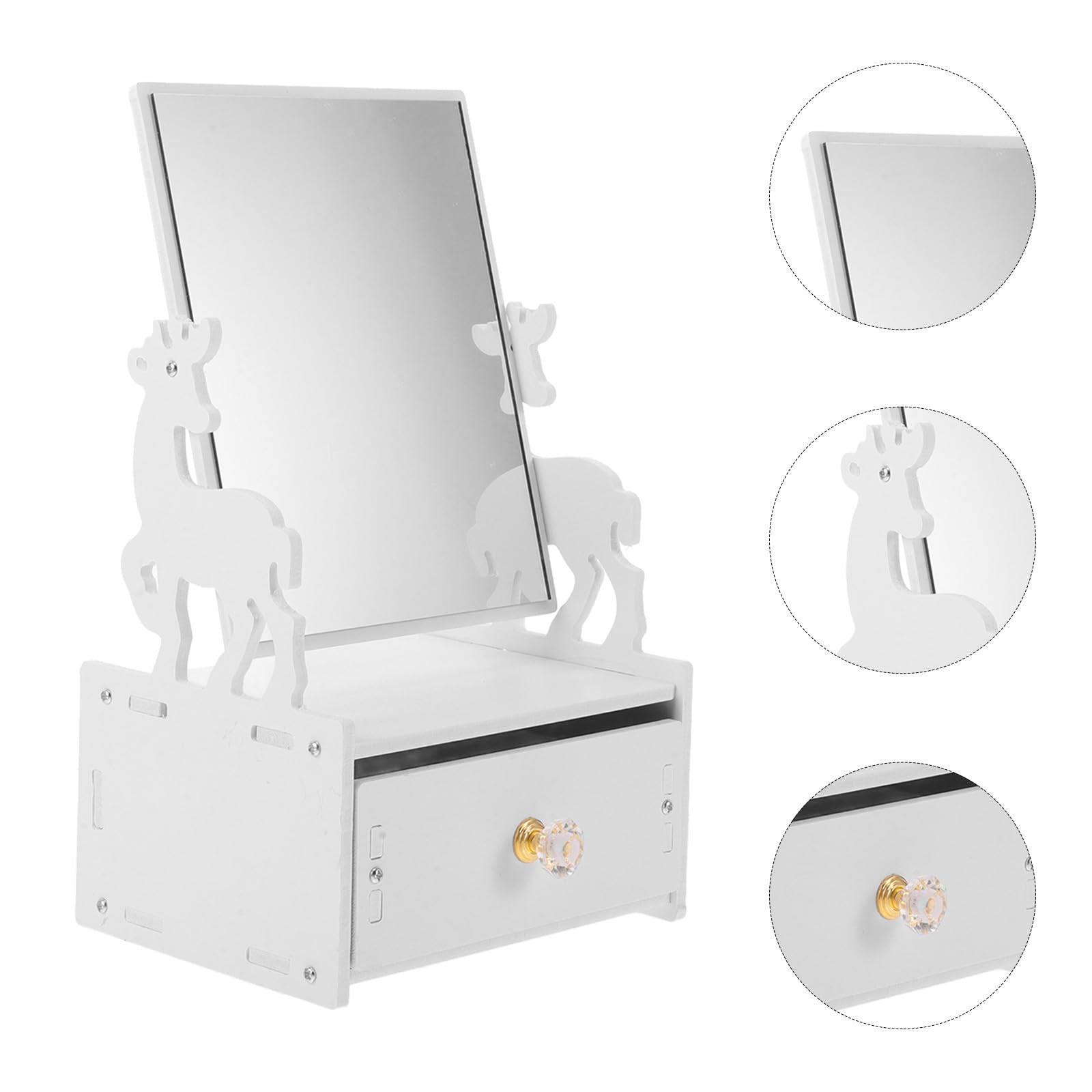 4 Piezas Organizador de Maquillaje de Escritorio Blanco con Espejo