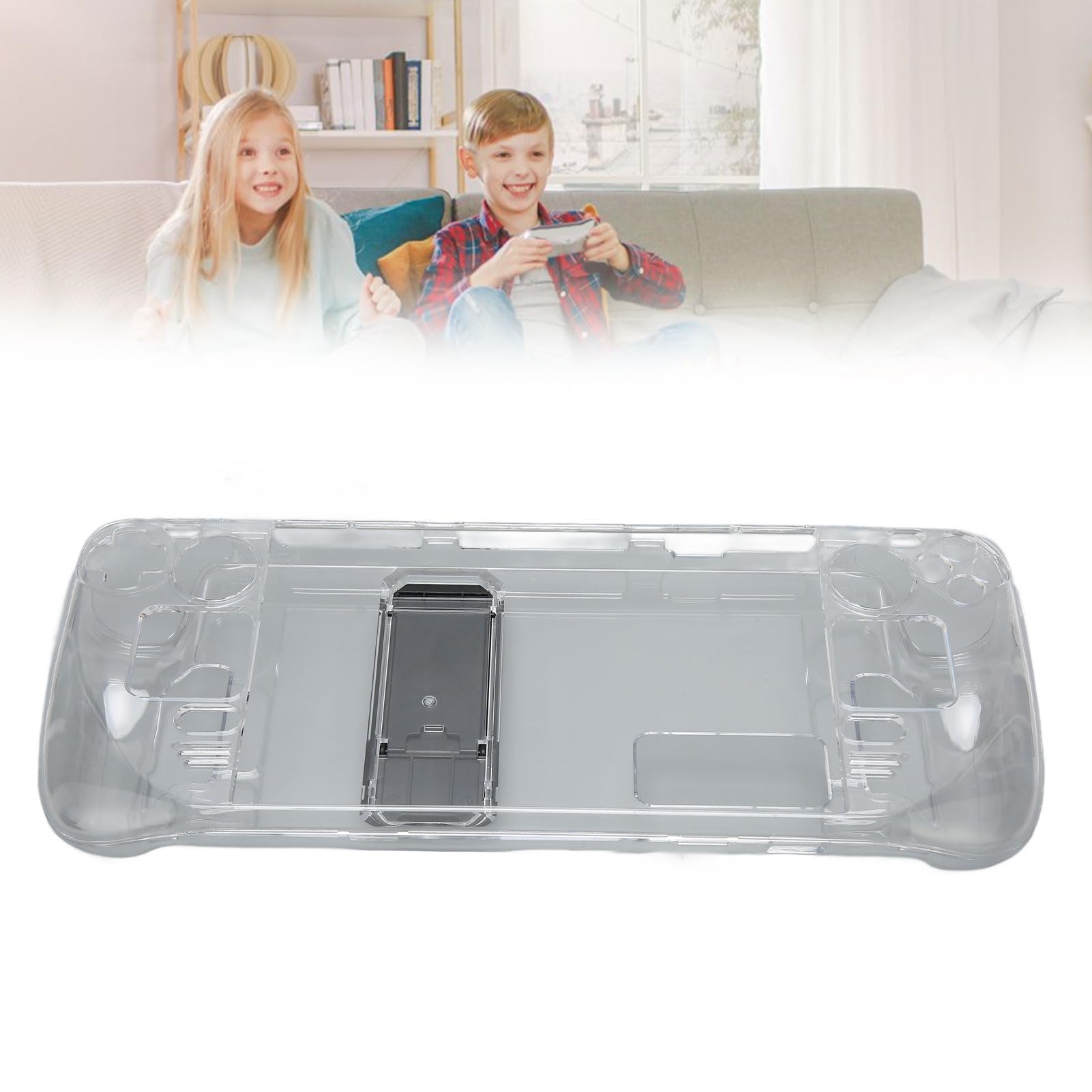 RASTKY Ultradünne, Durchsichtige Kickstand-Schutzhülle von Steam Deck – Transparentes Hart-PC-Design mit Stoßdämpfung, Rutschfestem Griff und Zugang zu Anschlüssen – Spielkonsole mit Ständer
