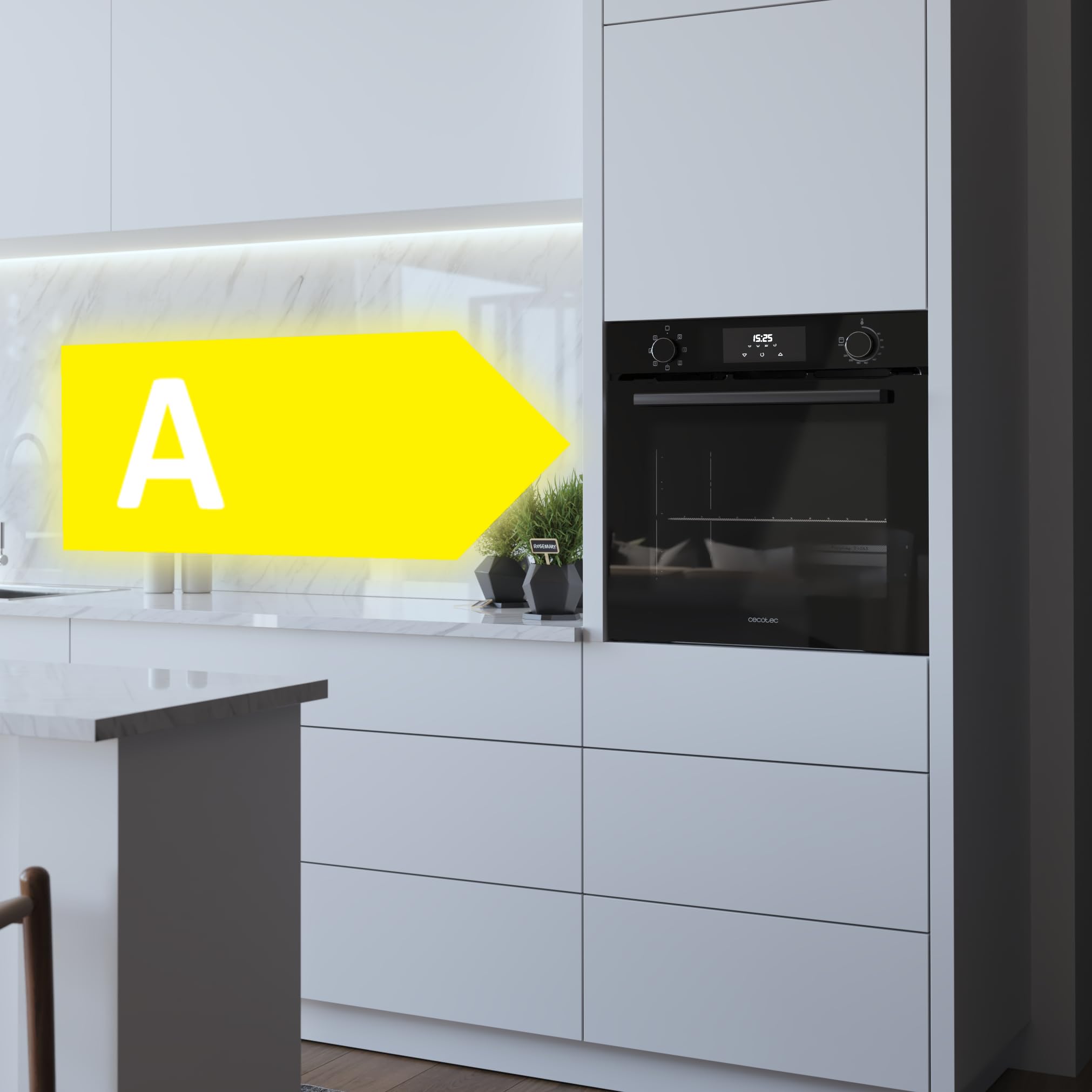 Cecotec Piekarnik wielofunkcyjny Wbudowany 60cm Bolero Hexa M226000 Glass Black A. 2800W, 72L, 7 funkcji, tryb Grill, Fan Assisted Grill, Tryb konwekcji, Defrost, Steam Base X2, Steam EasyClean i
