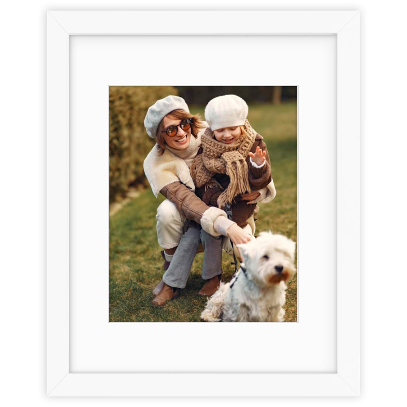 Golden State Art, 11x14 White Photo Wood Collage Frame, for (1) 8x10 with Real Glass and White Mat