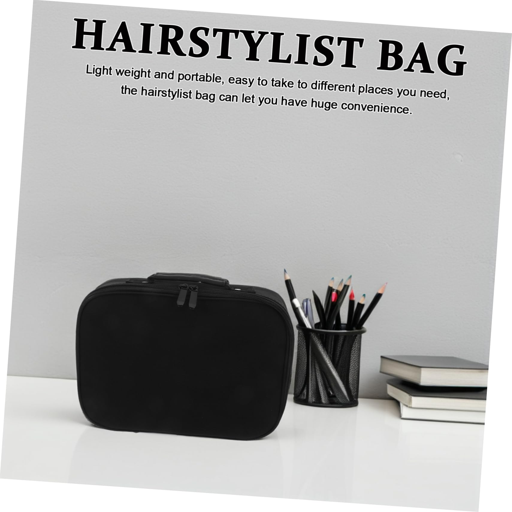 Große Friseurtasche aus Gewebe in Schwarz für Friseurbedarf